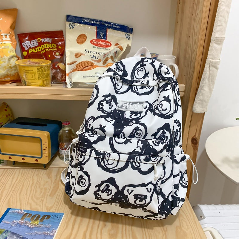 『A236245』韓系百搭印花熊雙肩包