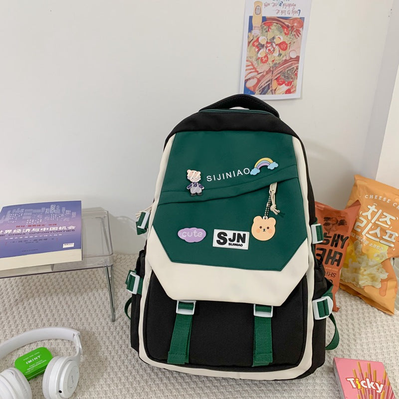 『A23634』韓系甜美拼色雙肩包