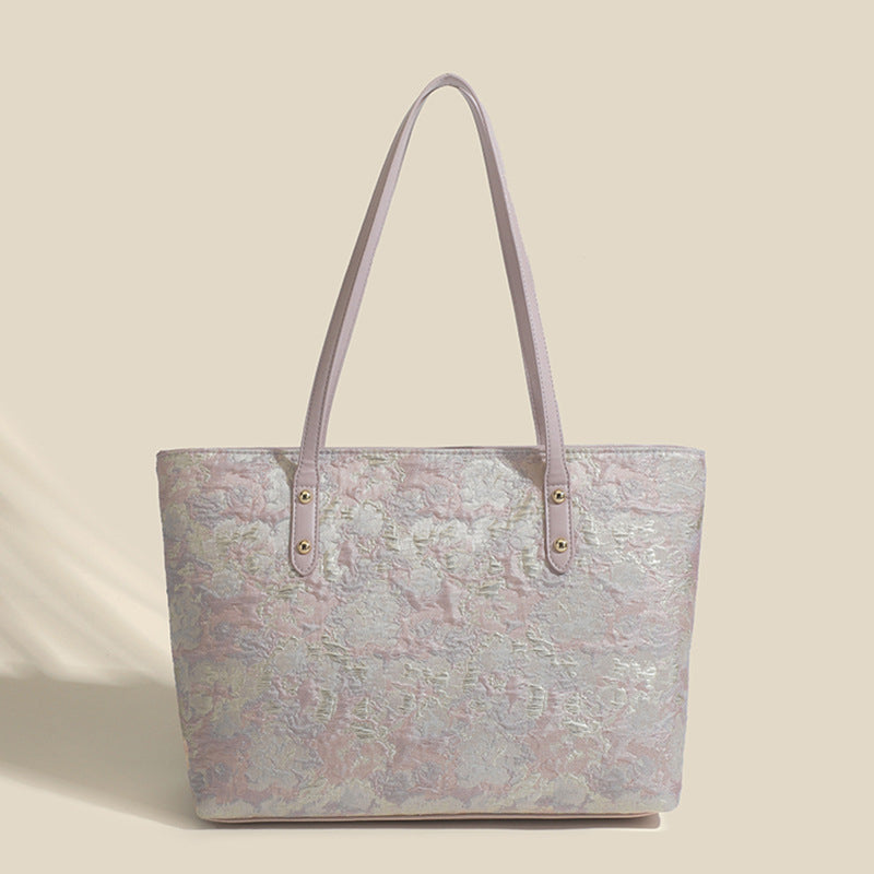 『B231073』歐美絲綢刺繡手提單肩包