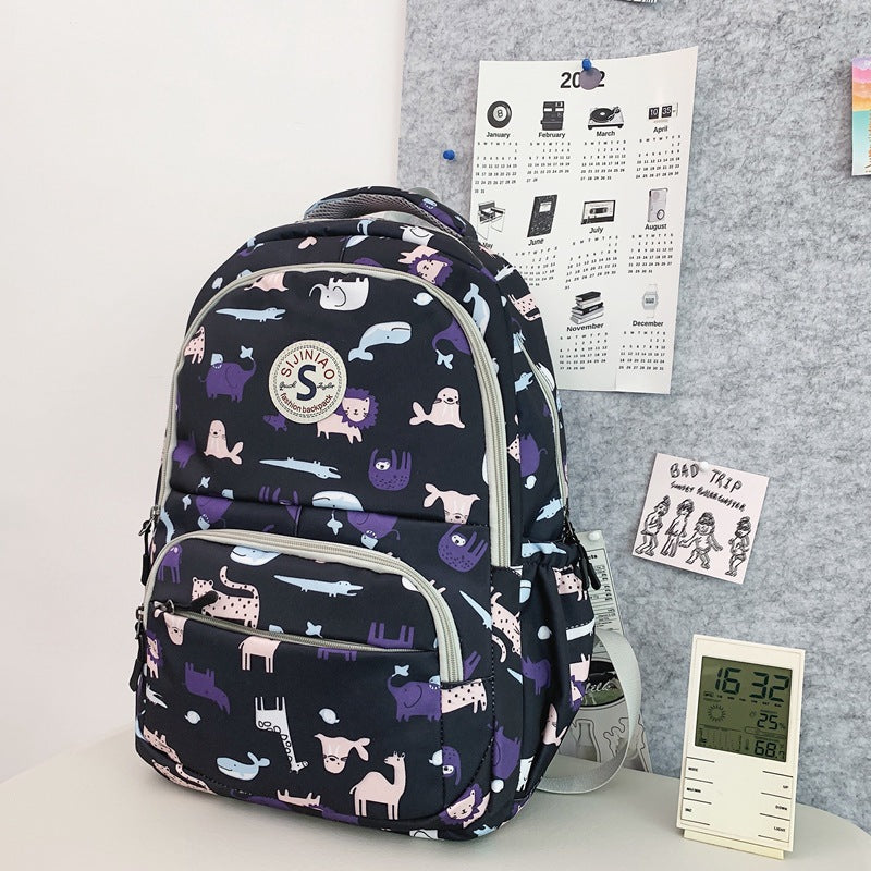 『A2332018』甜美動物塗鴉大容量雙肩包